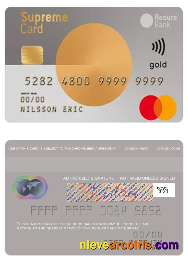 Norway Resurs Bank supreme gold card